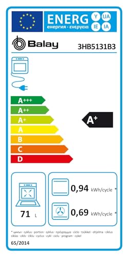 Balay - Horno multifunción, 60 cm, Control Comfort, Aqualisis, Raíles 1 nivel, cristal Blanco, 3HB5131B3