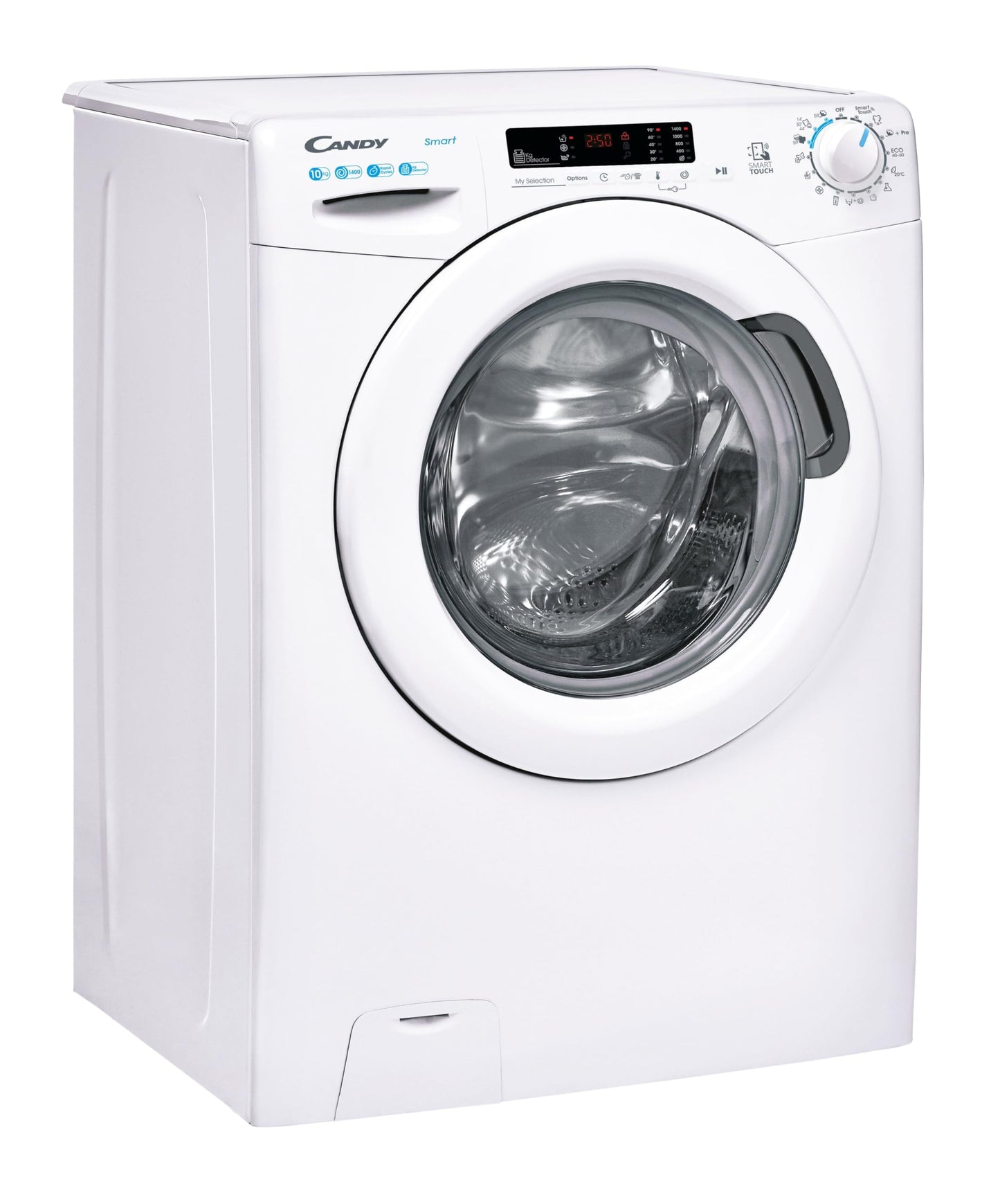 Candy Smart CS 14102DE/1-S, Lavadora 10 KG, 1400 RPM, Pantalla Digital y Mando, Tecnología NFC, Asistente de Voz, 15 Ciclos, 5 Rápidos, Planchado Fácil, Inicio Diferido 24H, Detector KG, 81 DB, Blanco