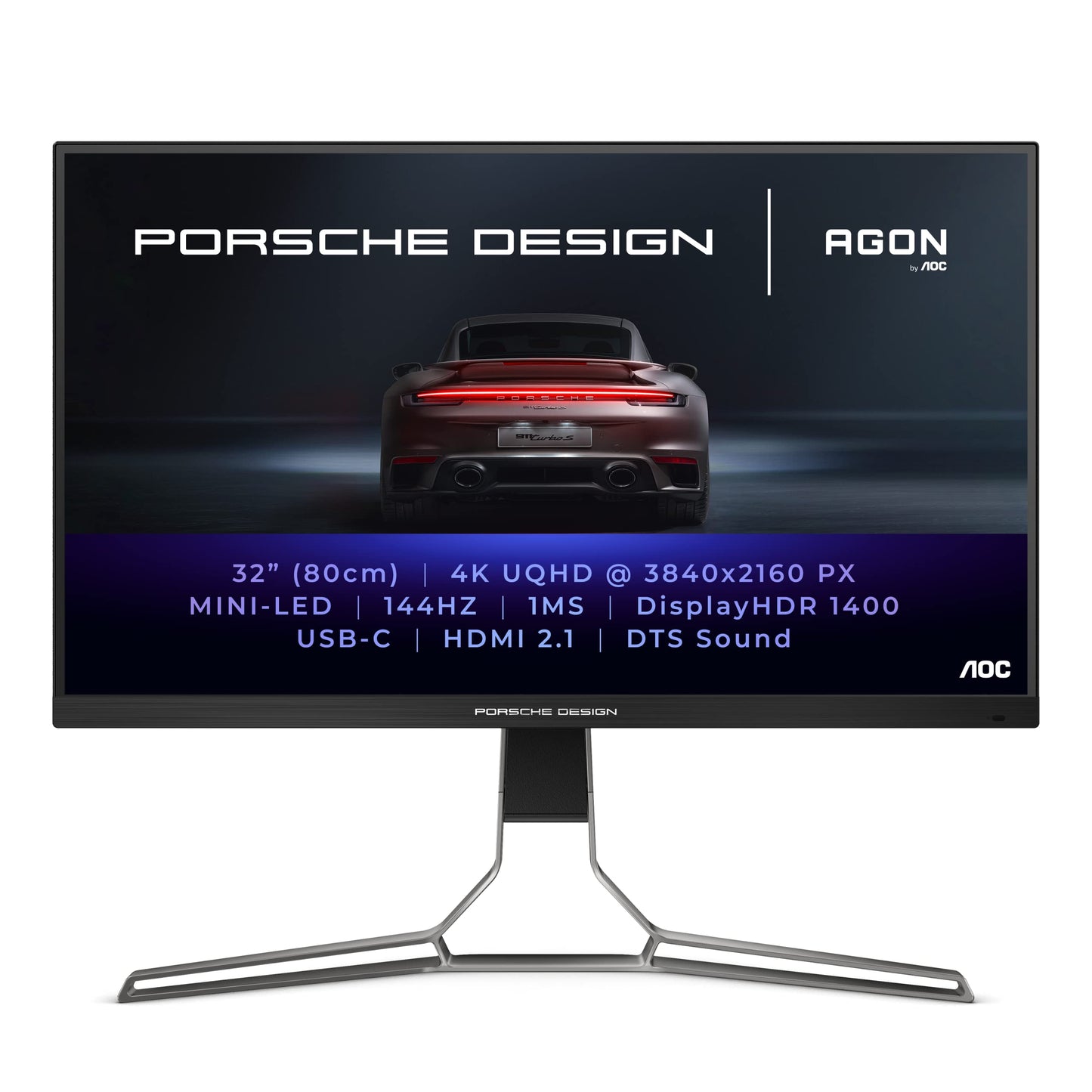 AOC Porsche Design Agon Pro PD32M - Monitor Gaming UHD (32 pulgadas, 144 Hz, 1 ms, HDR1400, FreeSync Premium Pro