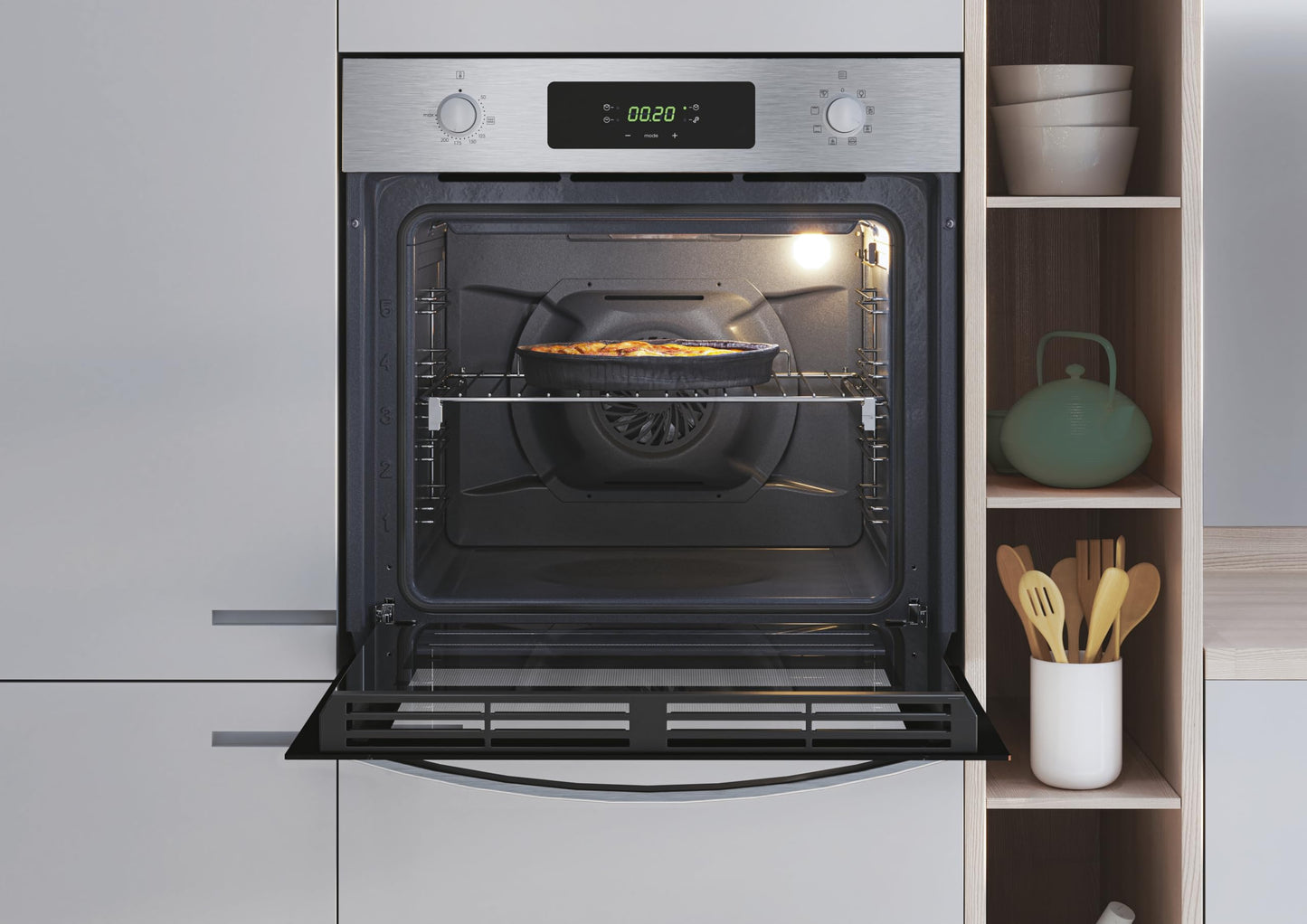 Candy FIDCP X625 L, Horno Multifunción, 70L, Bandeja y Rejilla, Limpieza Aquactiva, Convección + Ventilador radial, 8 Funciones, Display Timer Touch,