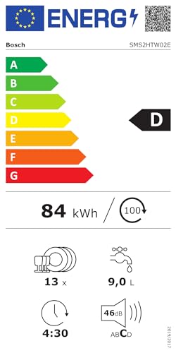 Bosch - Lavavajillas Libre Instalación, 60 cm, 13 servicios, Serie 2, Home Connect, Motor EcoSilence, Blanco, SMS2HTW02E
