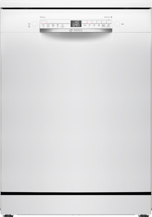 Bosch - Lavavajillas Libre Instalación, 60 cm, 13 servicios, Serie 2, Home Connect, Motor EcoSilence, Blanco, SMS2HTW02E