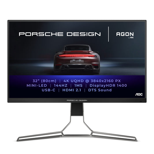 AOC Porsche Design Agon Pro PD32M - Monitor Gaming UHD (32 pulgadas, 144 Hz, 1 ms, HDR1400, FreeSync Premium Pro
