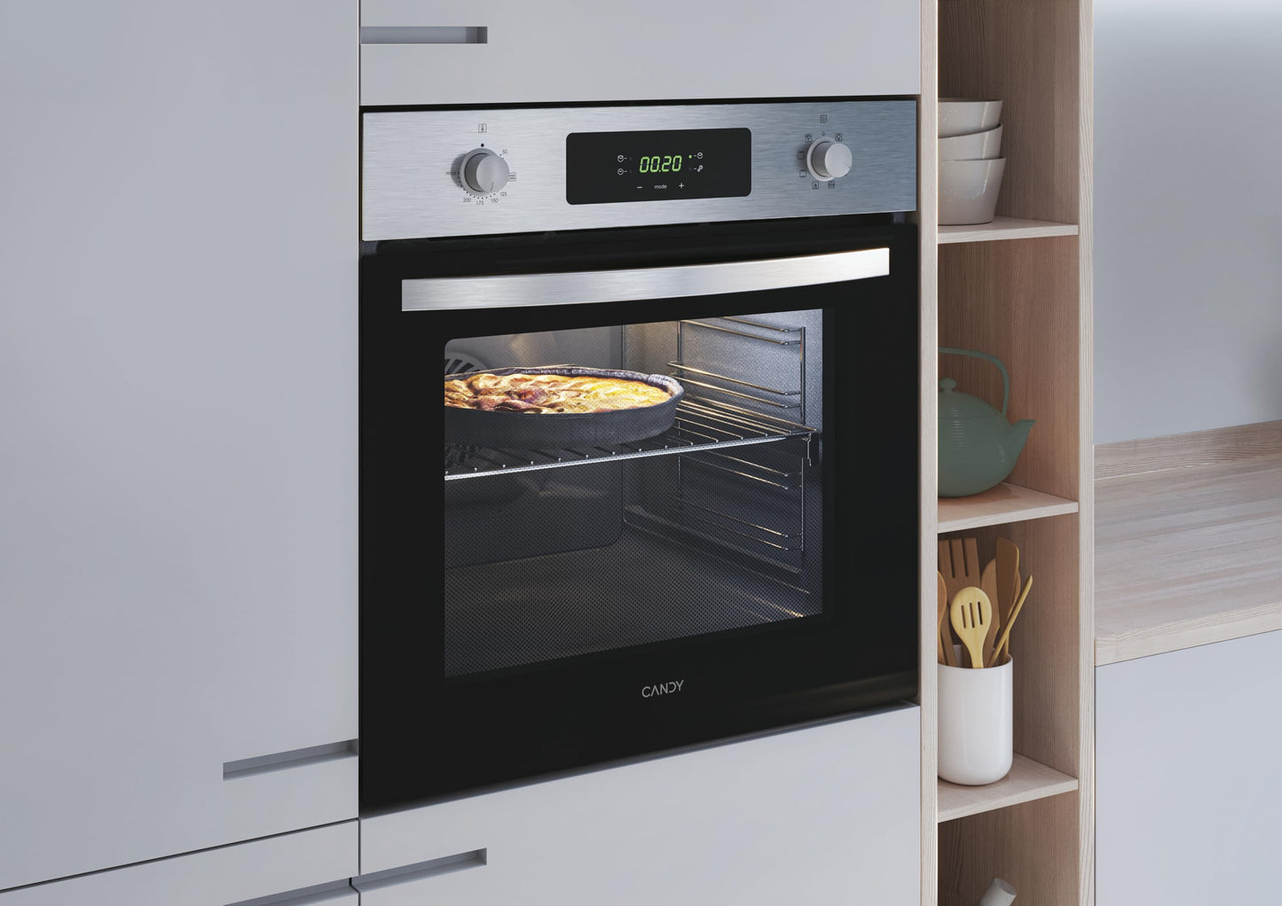 Candy FIDCP X625 L, Horno Multifunción, 70L, Bandeja y Rejilla, Limpieza Aquactiva, Convección + Ventilador radial, 8 Funciones, Display Timer Touch,